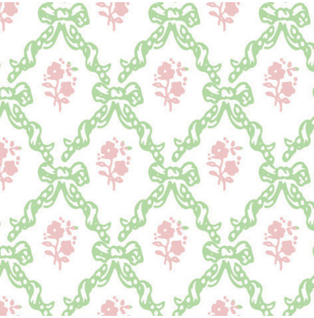 Tapet Melissa mint/rosa/vit