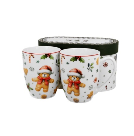 Porslinsmuggar med julmotiv . nallar , 2 pack